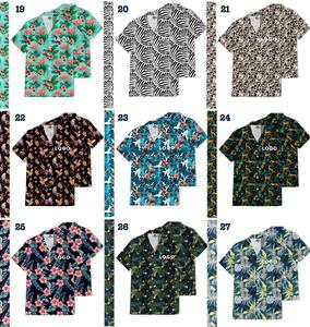 승화 프린트 알로하 빈티지 비치 세트 캐주얼 꽃 도매 맞춤 티셔츠 남성 하와이 셔츠 - Product Image 5