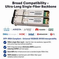 Módulo Transceptor OEM SFP+ 10G BIDI BX100 100km 1490/1550nm Simplex LC SMF DDM EML APD de Grado Operador al por Mayor para ISP