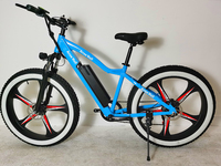 Vélo électrique à pneus larges 26*4.0, 500W, 48V, 10.5Ah, moteur sans balais au moyeu arrière, 7 vitesses, fourche amortie, cadre en aluminium