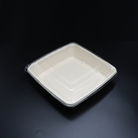 Conteneur alimentaire recyclé boîte à Bento de canne à sucre carré écologique biodégradable à emporter jetable 8x8 pouces 1000ml/32oz naturel