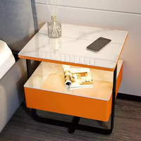 Table de chevet intelligente avec chargeur USB sans fil, haut-parleur moderne pour chambre à coucher, table de chevet LED avec verrouillage par empreinte digitale