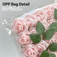 Roses artificielles de 8 cm avec tige, emballées en sachet, support en mousse PE, 25 têtes, haute qualité, style romantique, décorations de mariage
