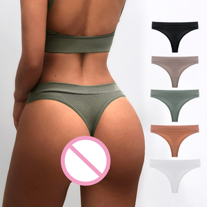 H-1032 Ropa Interior de Algodón Nueva de Fábrica, Bragas de Color Sólido para Mujer, Bragas Sin Costuras, Tanga # 0323 - Product Image 1