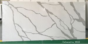 Grande dalle de quartz artificiel blanc Calacatta, design moderne pour comptoir de cuisine, dessus de table, dessus de meuble-lavabo, modèle 3D, épaisseur 20 mm - Product Image 3
