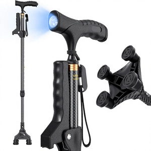 Bastón de Fibra de Carbono con LED, 220LBS, <span class=keywords><strong>Extensible</strong></span>, Altura Ajustable, Mango en T, Bastones de Luz LED, Ayuda para Caminar para Personas Mayores y con Discapacidad - Product Image 1
