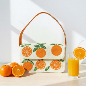 Bolso de mano con cuentas naranjas, forma rectangular, material acrílico, estilo bohemio, accesorio de moda para mujer - Product Image 1