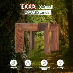 Wooden flower <b>pot</b> base, balcony plant <b>stand</b>, floor-standing cross-shaped flower <b>pot</b> rack, green plant ornament, solid wood - Product Image 2