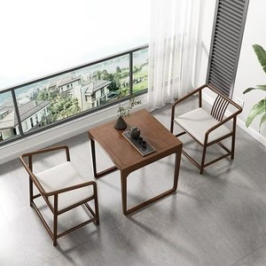 Ensemble table et chaises de balcon de style chinois, table carrée en bois massif, ensemble moderne et minimaliste pour salon - Product Image 3