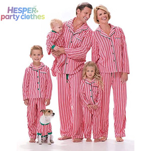 Pyjamas de Noël unisexes HESPER à rayures douces avec boutons, tenues à manches longues pour parents et enfants, col rabattu, vêtements d'intérieur tendance pour l'hiver - Product Image 1