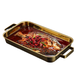 Plat de cuisson rectangulaire en acier inoxydable pour grillades, poisson et service de fête, au design contemporain - Product Image 1