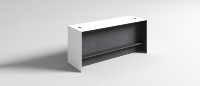 Table de bar moderne pour bureau à domicile avec prise électrique dissimulée, étagère de rangement ouverte, comptoir de réception pour espace personnel, bureau en bois surélevé