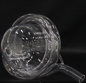 בקבוק זכוכית קוורץ דו-שכבתי, תחתית עגולה, שלוש צוואריות, לשימוש במעבדה - Product Image 1