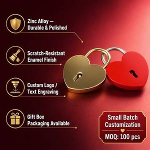 Cadeau de la Saint-Valentin Logo personnalisé Cadenas à clé d'amour coloré durable Serrure coeur poli Produit en usine - Product Image 2