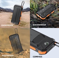 Produits à la mode 2024 20000mAh Banque d'alimentation solaire sans fil étanche PD22.5 Charge rapide avec câbles intégrés et lampe de poche à led