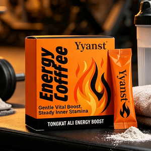 Café Energético Tongkat Ali de Marca Privada OEM, Impulso Vital Suave, Resistencia, 10g*10 Sobres, Caja con Diseño de Llama Naranja, Café Instantáneo - Product Image 6