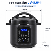 Panci Masak Multifungsi Pintar 6L 1000W, Slow Cooker, Peralatan Dapur Rumah Tangga, Panci Tekan Listrik Digital