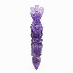 Sculpture unique en améthyste d'un phurba traditionnel avec sculpture d'ange en haut - Sculptures en pierres précieuses et cristaux - 3,5 pouces et - Product Image 2