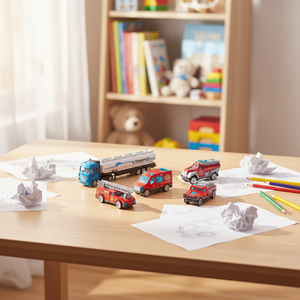 Modelo de simulación de camión de <span class=keywords><strong>bomberos</strong></span>, <span class=keywords><strong>1</strong></span> tractor de metal, 6 camiones de <span class=keywords><strong>bomberos</strong></span> fundidos a presión - Product Image 3