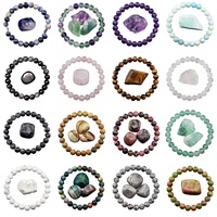 Bague unique en pierre d'agate naturelle avec perles et strass, pour hommes et femmes, vente en gros transfrontalière