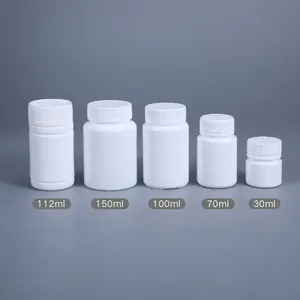 Pills Empty Bottles Child Proof Empty Container Medicine Health Pharmaceutical White Round Plastic Bottles Pill Capsule