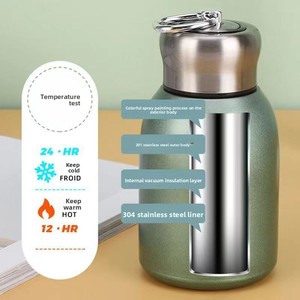 Nouvelle tasse thermos sous vide en acier inoxydable 304, design élégant, petite tasse de poche, couvercle entièrement en acier, avec anneau de levage portable - Product Image 2