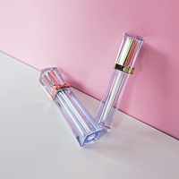 Tube de brillant à lèvres carré transparent de luxe, design personnalisé avec nœuds or rose, bouchon à vis, base vide pour gloss et blush