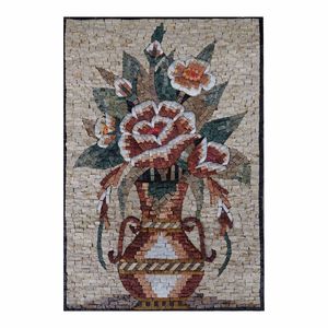 Mosaico di fiori colorati dipinti murali in pietra naturale piastrelle di mosaico in marmo per l'artigianato - Product Image 3