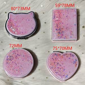 Luxury Heart Shape Pocket <b>Compact</b> <b>Makeup</b> Mirror Small Double Sided Silver Mirror Shiny Glitter Spark Cute Mirrors - Product Image 6