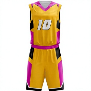 Uniforme de basket-ball personnalisé LONG MISSION INDUSTRY 100% polyester Jaune Rose Noir Impression par sublimation Respirant Adulte Unisexe - Product Image 1