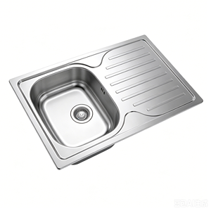 Évier à cuve unique, à bord large et épais, à installation en hauteur, avec drain incurvé intégré - Product Image 2