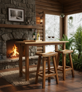 Chaise de bar en bois de suar courbé, fabriquée à la main, avec confort ergonomique, solidité accrue et grain naturel riche, idéale pour les bars élégants. - Product Image 2