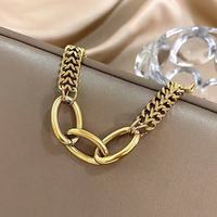 Bracelet chaîne maillons style cyberpunk métallique pour femme, en acier inoxydable 316L, bijou robuste en métal lourd