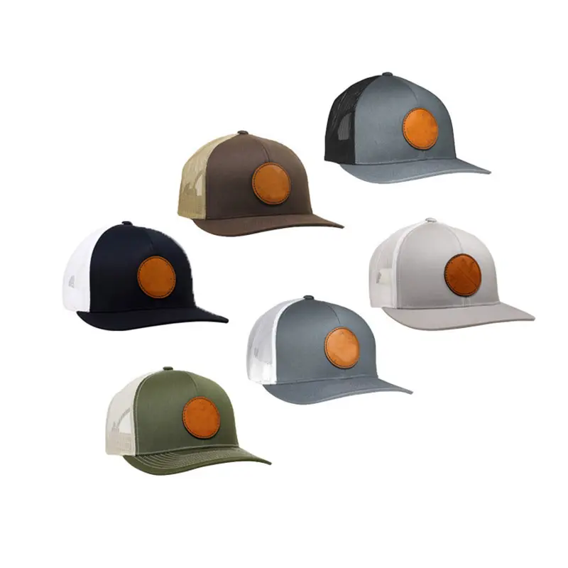 Topi Kulit Gorras Mode Topi Luar Ruangan Logo Kustom Topi Trucker Kustom dengan Snap Closure