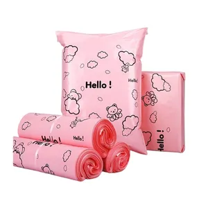 Wholesale Mail Bags 100Pcs/Lots Packaging Bags Pink Waterproof Logistics Clothing Postal Pouch Custom Plastic Mailing Bag