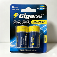 Baterai Super Alkaline LR14 1.5V C Berkinerja Tinggi, Baterai C Non-Isi Ulang untuk Jam/Remote/Mainan & Perangkat Elektronik