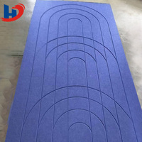 Panneau acoustique HENGJIU moderne en PET gravé CNC à motif en U, 1220x2440mm, ignifuge B1, en fibre de polyester, insonorisant pour hôtel