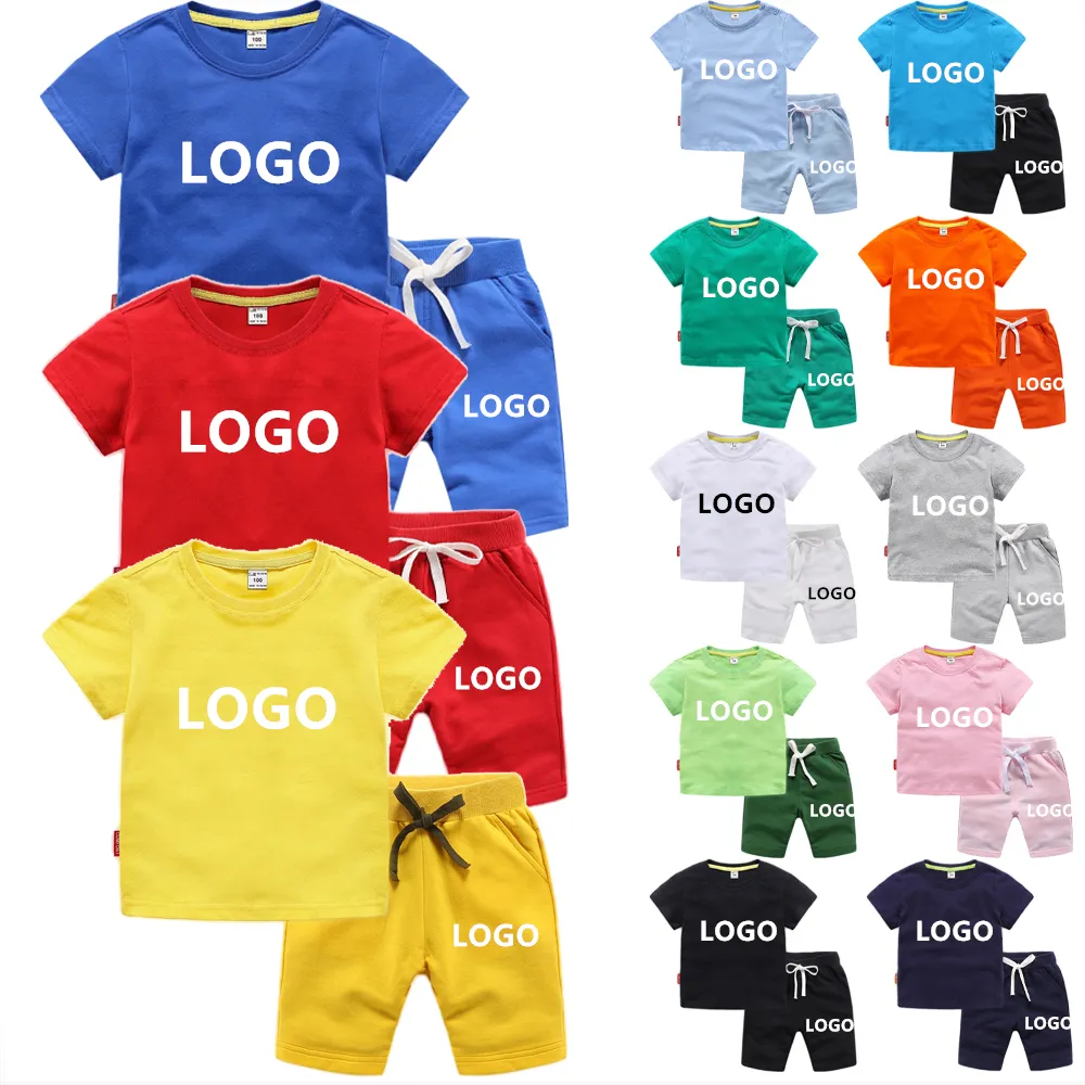 Abbigliamento per bambini estate abbigliamento per bambini di alta qualità abbigliamento per bambini in cotone 2 pezzi Set abiti abbigliamento per bambini abito per bambini LOGO personalizzato