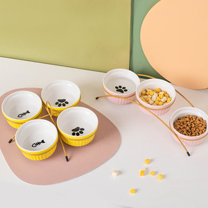 Juego de 3 tazones de cerámica elevados y antideslizantes para la alimentación de gatos - Product Image 2