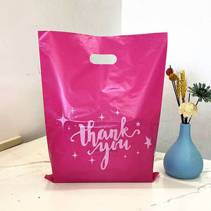 bulk custom logo thank you plastic bags with silver star print for small business customers - Product Image 5