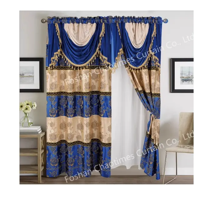 Cheap price new design turkey jacquard fabric home curtain living room window curtains