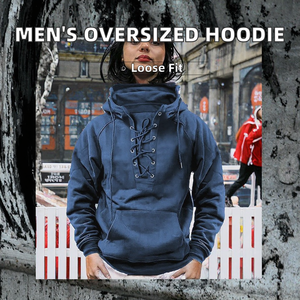 Sweat-shirt à capuche à lacets pour hommes, pull décontracté surdimensionné, couleur unie avec poche pour les vêtements d'extérieur du printemps - Product Image 2