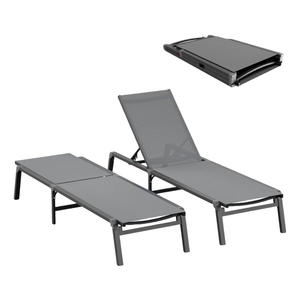 Hiện Đại Ngoài Trời Nhôm Không Thấm Nước Có Thể Gập Lại Sun Lounger Ghế Kim Loại Di Động Hồ Bơi Patio Đồ Nội Thất Cho Biệt Thự Cho Tắm Nắng Hồ Bơi - Product Image 2