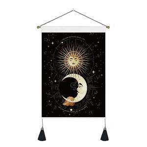 35*50cm Casa Tarocchi Sole Luna Fase Arazzo Macrame Nappa Appeso A Parete Ufficio Paesaggio Arazzi Camera Da Letto Pittura di Arte - Product Image 6