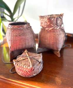 Cesta de Arroz de Bambú Tailandesa Hecha a Mano, Estilo Vintage Kratip Kong Kao Boho, Juego de 2 Cestas de Almacenamiento Tejidas Ecológicas - Product Image 3