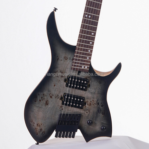 6 <b>String</b> Guitar Fanned Fret Headless Guitar Burl <b>Top</b> Ash Body Manufacturer Supply OEM Guitar Set for Beginner - Product Image 2