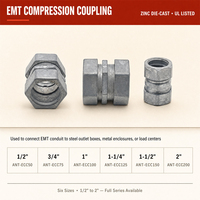 Raccord de compression EMT moulé sous pression 1/2'' pour conduite électrique métallique droite étanche en béton, raccords pour conduites EMT
