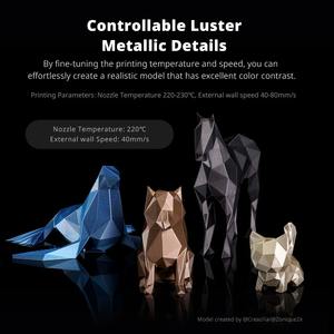 สำหรับเส้นพลาสติก PLA แบบโลหะ ขนาดเส้นผ่านศูนย์กลาง 1.75 มม. เนื้อสัมผัสแบบเมทัลลิก สำหรับเครื่องพิมพ์ 3 มิติ Kobra S1 Kobra 3 Combo ประสิทธิภาพสูง น้ำหนัก 3 กก./ม้วน - Product Image 3