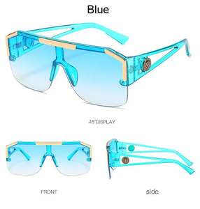 Lunettes de soleil rétro bleues de marque de luxe 2025 pour femme, surdimensionnées, noires, Oculos UV400, grandes lunettes carrées pour femme - Product Image 5