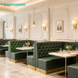 Conjunto de Sillas de Comedor Comerciales Personalizadas para Restaurantes de Alta Cocina, Hotel, Cuero PU, Tapa de Mármol, Estructura de Madera - Product Image 1