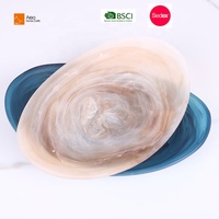 Tigela de Resina Oval Moderna de Alta Qualidade Aleo com Efeito Azul Aqua, Ecológica, para Salada, Frutas e Sorvetes – Ideal para Festas